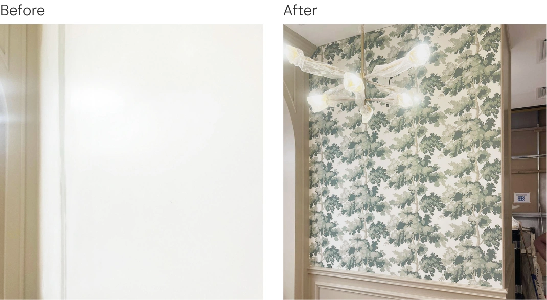 Wall Condition Before and After Wallpaper Installation